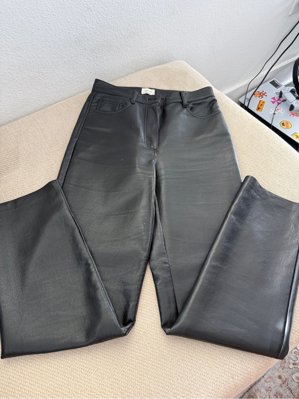 Wilfred Black Faux Leather Cropped Ankle Jeans